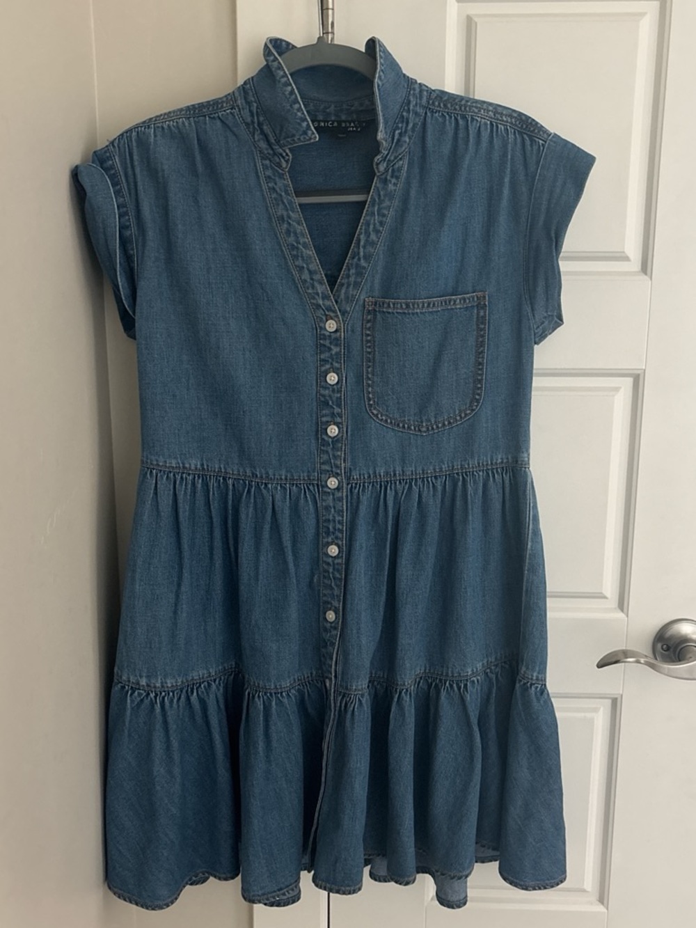 Veronica Beard Tricia Denim Button-Front Dress - Blue
